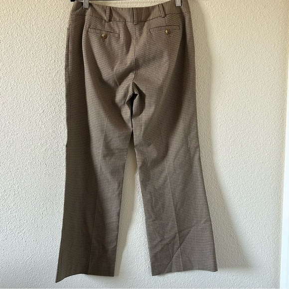 Michael Kors Grammercy Fit Slacks 8P Beige Glen Houndstooth Wide Straight Leg - Picture 3 of 11